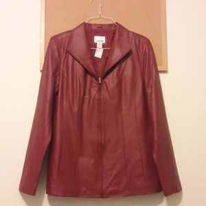 NWT Real leather red coat